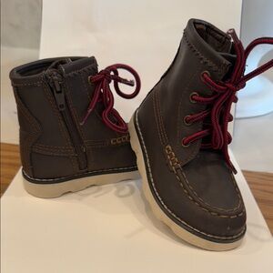 Kids Brown Boots with Red Laces